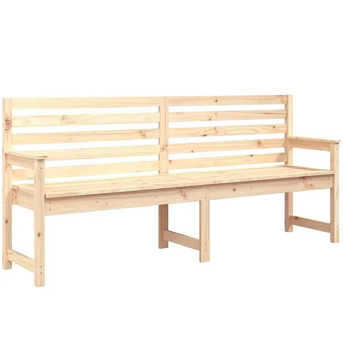 Furnicato Gartenbank Kiefer-Massivholz - B x T x H: 203,5 x 48 x 91,5 cm, Natürliche Kiefer - Bank aus natürlichem Kiefernholz mit Lattenrückenlehne und Armlehnen.