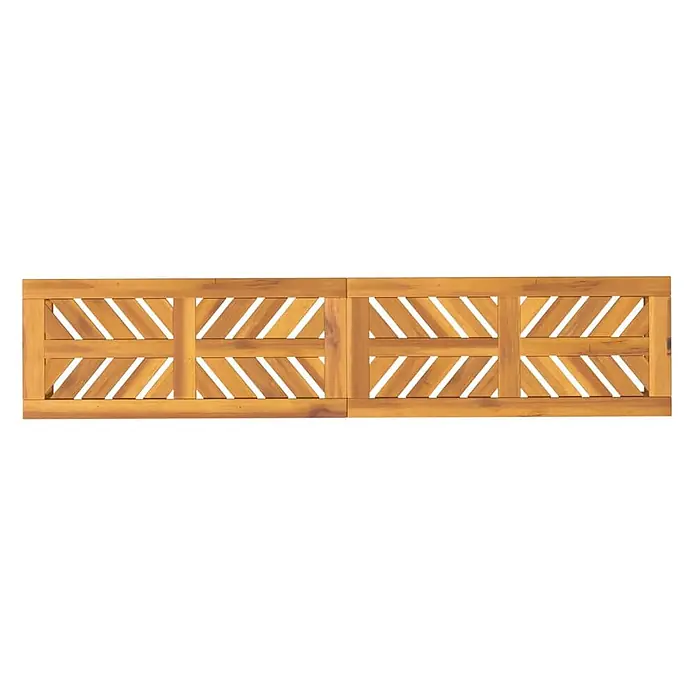 Furnicato Gartenbank - Braun - Zwei braune Gartentorelemente aus Akazienholz mit diagonalem Lattenmuster.
