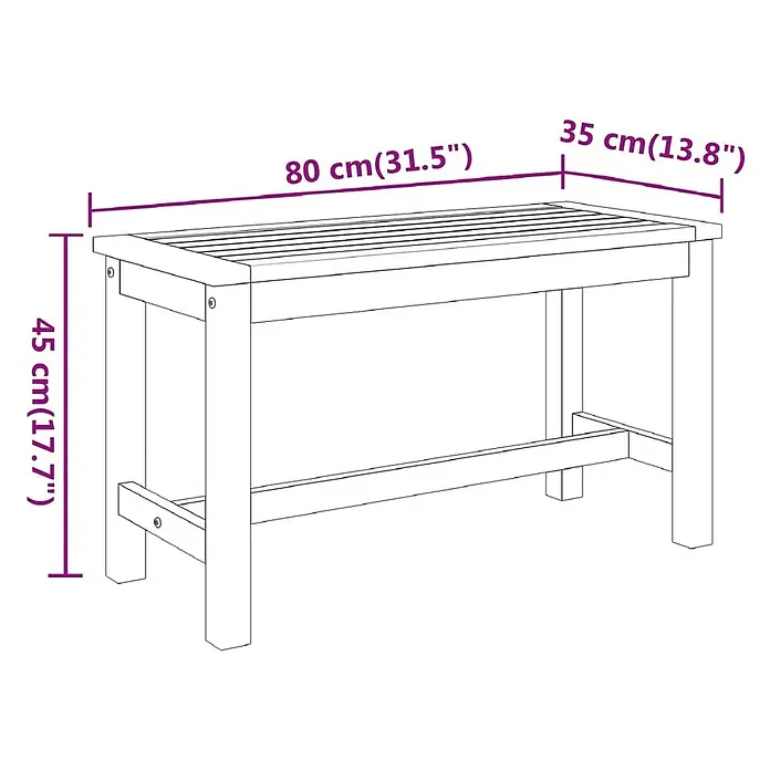 Furnicato Gartenbank Akazien-Massivholz geölt - B x T x H: 35 x 80 x 45 cm, Braun - Holzbank mit den Maßen 80x35x45 cm.