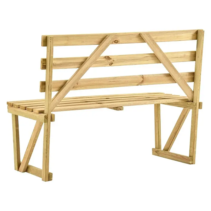 Furnicato Gartenbank - Grün - Gartenbank aus hellem Holz mit Lattenrostsitz und Rückenlehne.
