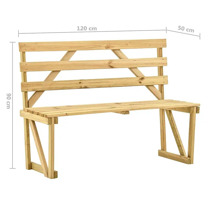 Furnicato Gartenbank - Grün - Leichte Holzgartenbank mit Rückenlehne, Maße 120x90x50 cm.