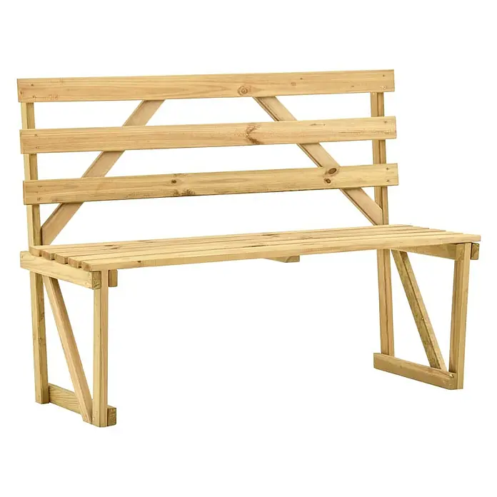 Furnicato Gartenbank - Grün - Gartenbank aus hellem Holz mit Lattenrost-Sitzfläche und Rückenlehne.
