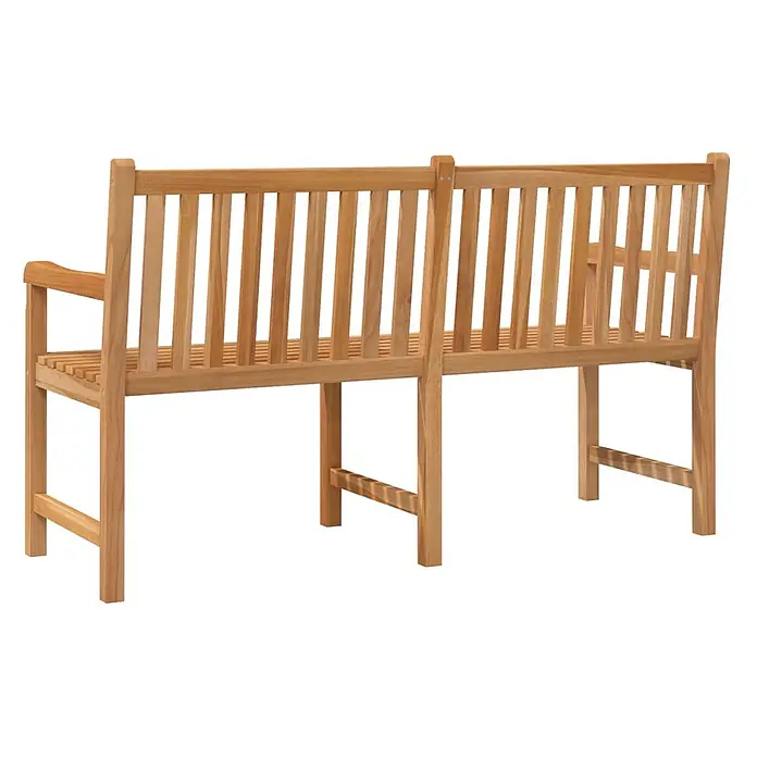 Furnicato Gartenbank Teak-Hartholz lackiert - B x T x H: 150 x 60 x 90 cm, Braun - Helle Holzgartenbank mit Lattenrücken, Sitzfläche und Armlehnen.