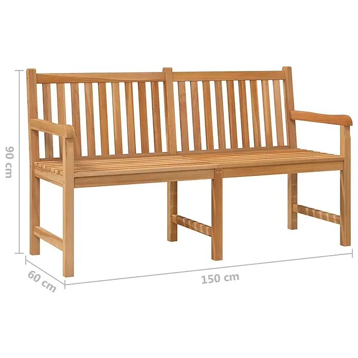 Furnicato Gartenbank Teak-Hartholz lackiert - B x T x H: 150 x 60 x 90 cm, Braun - Gartenbank aus Holz in natürlicher Teak-Optik mit Lattenrost. Maße: 150 cm breit, 90 cm hoch, 60 cm tief.