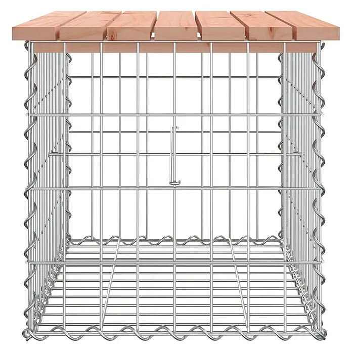 Furnicato Gartenbank Douglasien-Massivholz - B x T x H: 63 x 44 x 42 cm, Natürliches Douglasie - Gabionenkorb aus silbernem verzinktem Stahl mit einer oberen Abdeckung aus Naturholzbrettern.