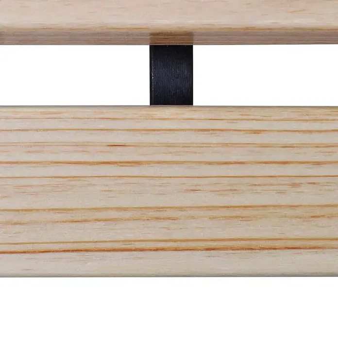 Furnicato Gartenbank Bronze-Optik Holz - B x T x H: 84 x 37 x 50 cm, Braun - Zwei helle Holzlatten, verbunden durch ein schwarzes Band, Teil eines Lattenrosts.
