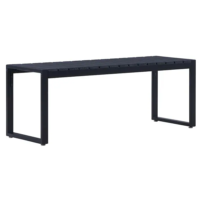 Furnicato Gartenbank PS-Platte Eisen - B x T x H: 120,5 x 40 x 45 cm, Schwarz - Moderne dunkelgraue Lamellen-Gartenbank mit robustem schwarzem Metallgestell.