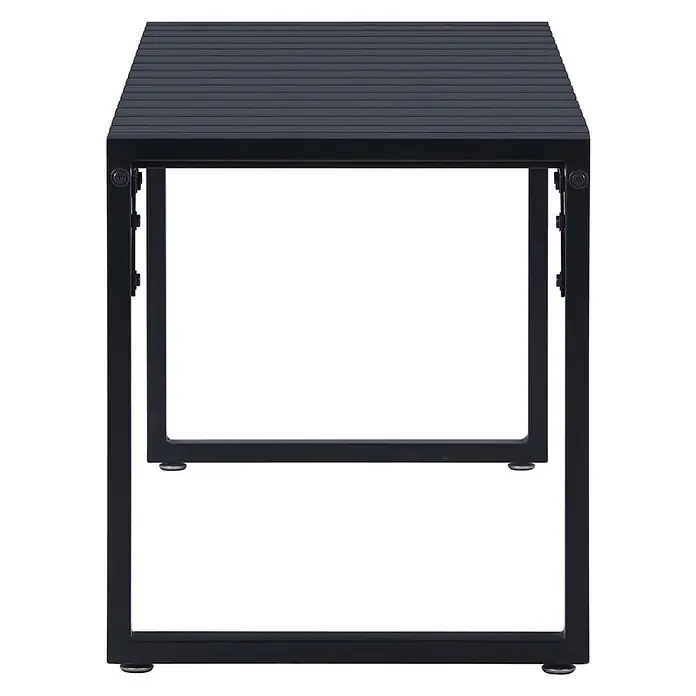 Furnicato Gartenbank PS-Platte Eisen - B x T x H: 120,5 x 40 x 45 cm, Schwarz - Schwarzer Beistelltisch aus Metall mit Lattenrostplatte und quadratischem Rahmen.