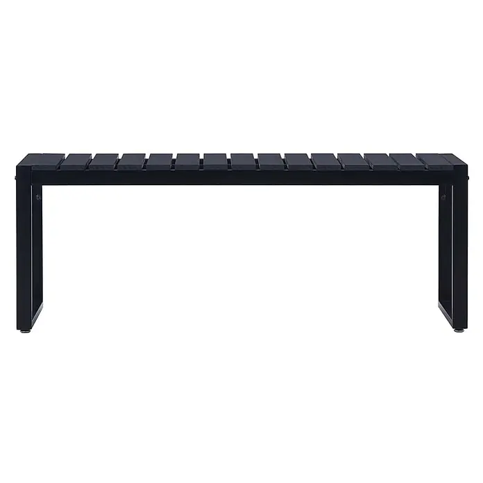Furnicato Gartenbank PS-Platte Eisen - B x T x H: 120,5 x 40 x 45 cm, Schwarz - Minimalistische schwarze Lattenbank mit stabilem Metallrahmen.