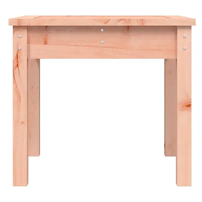 Furnicato Gartenbank Douglasien-Massivholz - B x T x H: 50 x 44 x 45 cm, Natürliches Douglasie - Tisch aus hellem Naturholz mit sichtbaren silbernen Befestigungen.