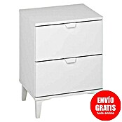 Meka Block Mesita de noche K-913 (L x An x Al: 56,1 x 43 x 56,1 cm, Blanco poro, Número de cajones: 2 ud.) | BAUHAUS