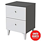 Meka Block Mesita de noche París (L x An x Al: 35 x 40,2 x 56,5 cm, Gris París/Blanco Liso, Número de cajones: 2 ud.) | BAUHAUS