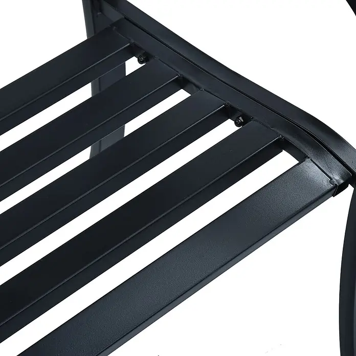 Furnicato Gartenbank pulverbeschichtet - B x T x H: 125 x 53 x 77 cm, Schwarz - Schwarzes Metalllattenrost.