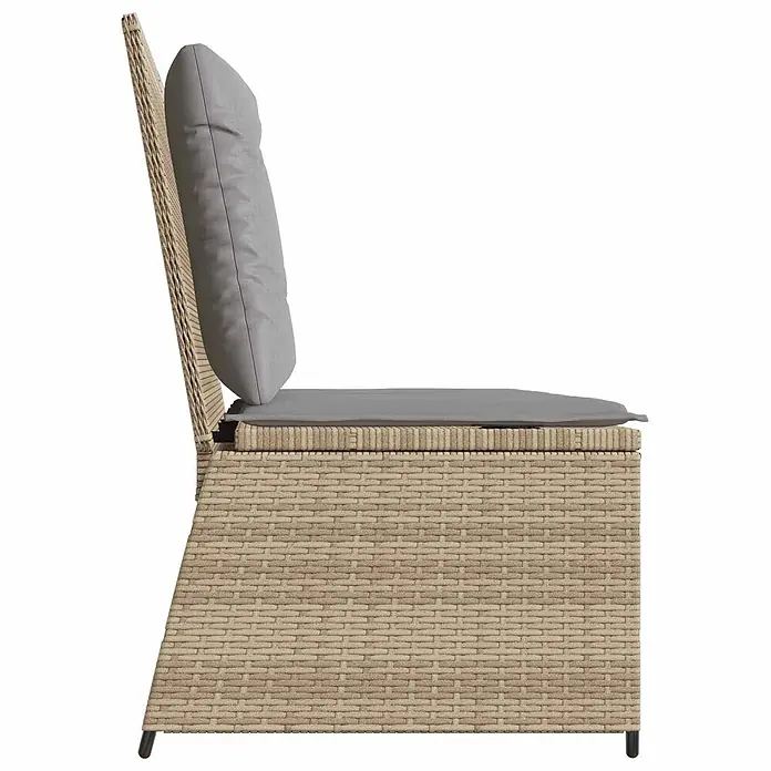 Furnicato Gartenbank Poly-Rattan - B x T x H: 110 x 110 x 95 cm, Beige und Grau - Beigefarbenes Rattan-Gartenstuhlmodul mit grauen Kissen.