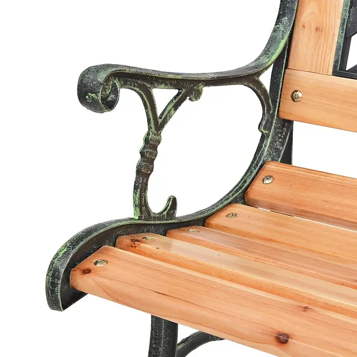 Furnicato Gartenbank - Braun - Gartenbank-Armlehne aus dunklem, patiniertem Metall und hellen Holzlatten.
