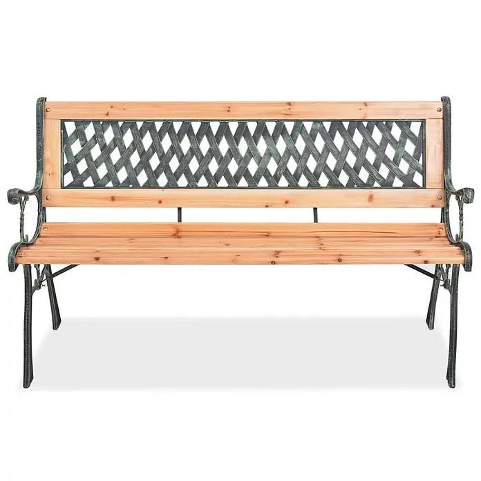 Furnicato Gartenbank - B x T x H: 51 x 122 x 73 cm, Braun - Gartenbank mit heller Holzauflage und Rückenlehnenrahmen, sowie dunklen Metallarmen, Beinen und Rückenlehnengeflecht.