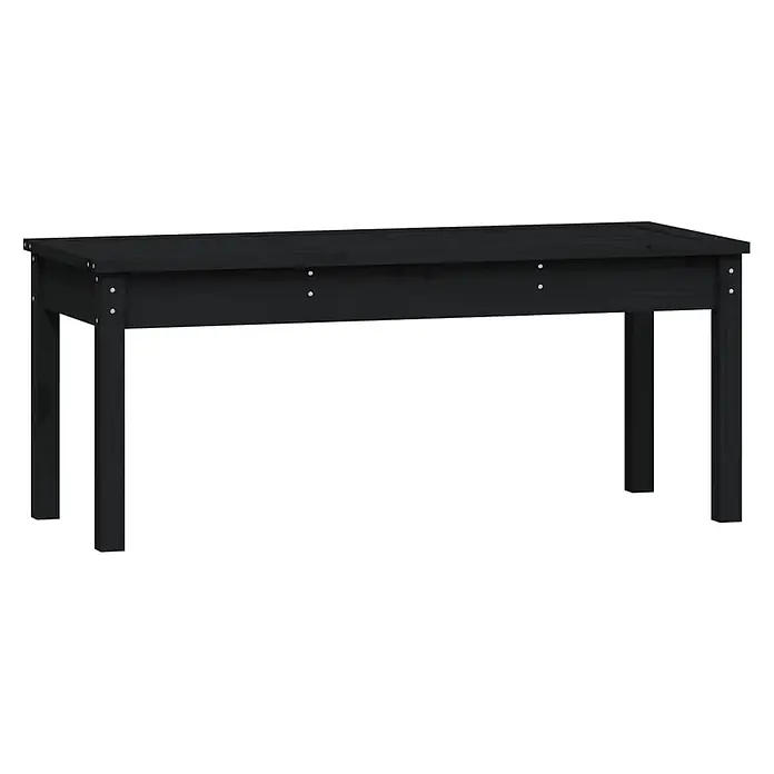 Furnicato Gartenbank Kiefer-Massivholz - B x T x H: 109 x 44 x 45 cm, Schwarze Kiefer - Lange, schwarze Holzbank mit sichtbaren Metallbefestigungen.