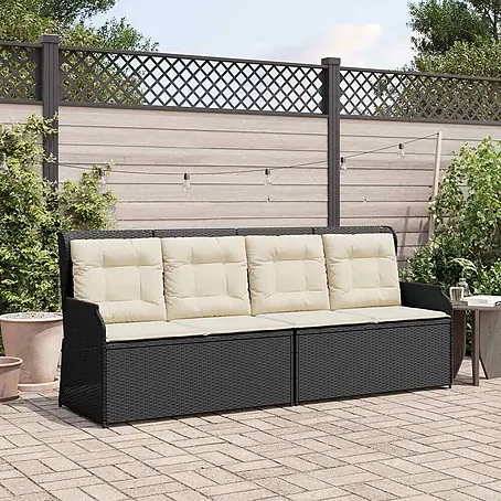 Furnicato  Gartenbank Poly-Rattan Cremeweiß