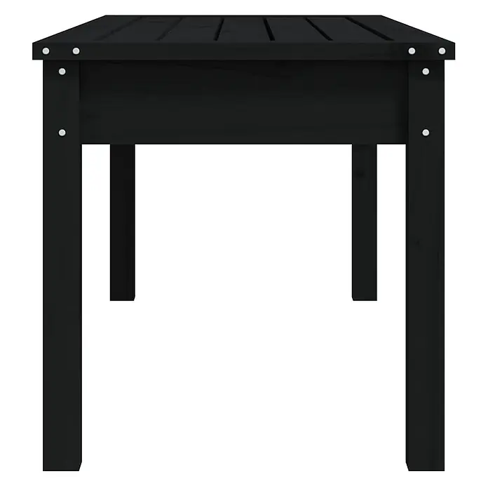 Furnicato Gartenbank Kiefer-Massivholz - B x T x H: 109 x 44 x 45 cm, Schwarze Kiefer - Schwarzer Holztisch mit Lattenplatte und stabilen Beinen.