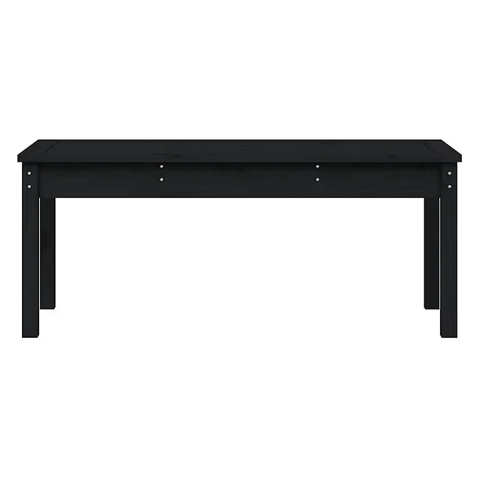 Furnicato Gartenbank Kiefer-Massivholz - B x T x H: 109 x 44 x 45 cm, Schwarze Kiefer - Schwarzer rechteckiger Holztisch mit sichtbaren Schrauben.