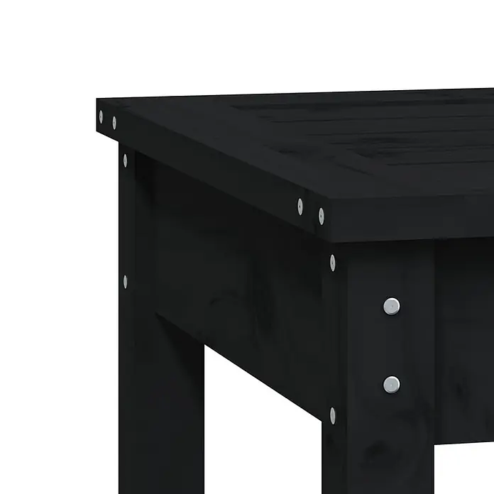 Furnicato Gartenbank Kiefer-Massivholz - B x T x H: 80 x 44 x 45 cm, Schwarze Kiefer - Schwarzer Pflanzkasten aus Holz mit sichtbaren silbernen Befestigungen.