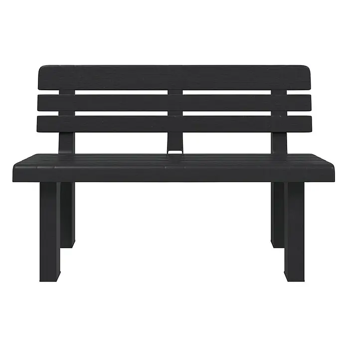 Furnicato Gartenbank Polypropylen Anthrazit - B x T x H: 52 x 110 x 71 cm, Anthrazit - Dunkelgraue Lattenbank mit Rückenlehne für den Außenbereich.