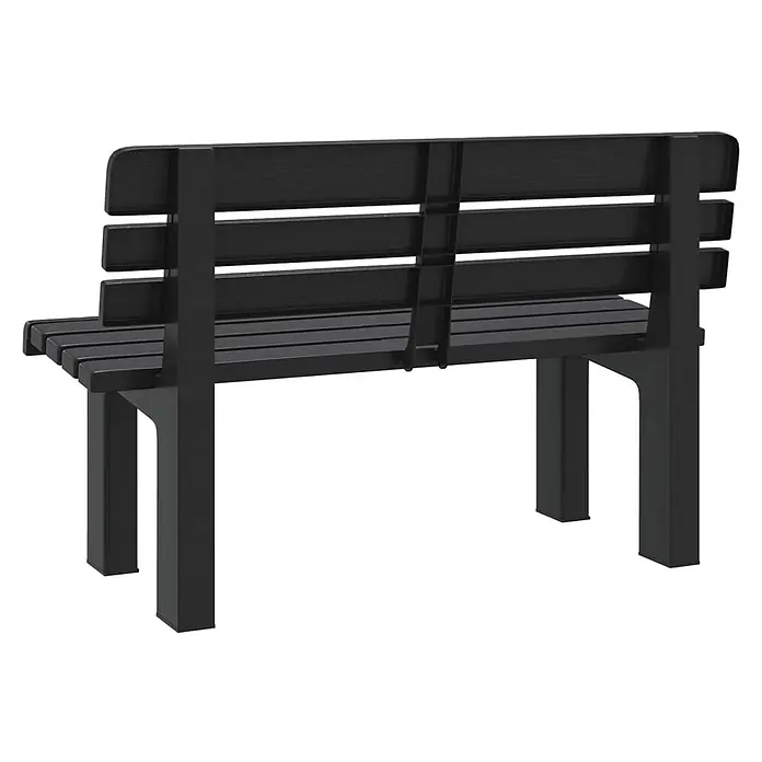Furnicato Gartenbank - Anthrazit - Schwarze Lattenparkbank, von hinten links gesehen.