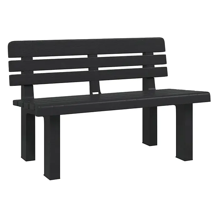 Furnicato Gartenbank Polypropylen Anthrazit - B x T x H: 52 x 110 x 71 cm, Anthrazit - Schwarze Lattenbank mit Rückenlehne.