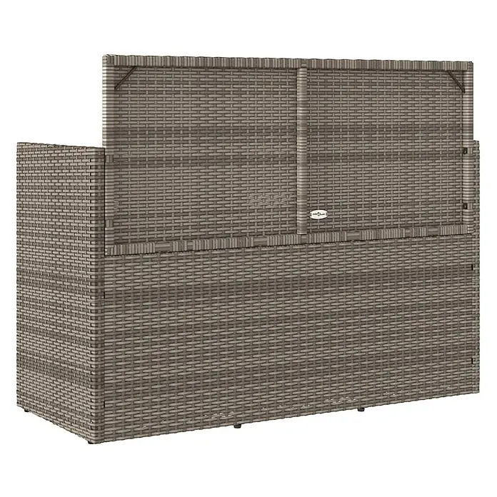 Furnicato Gartenbank - B x T x H: 120 x 50 x 90,5 cm, Grau - Graue Outdoor-Aufbewahrungsbox aus Polyrattan mit aufklappbarem Deckel.