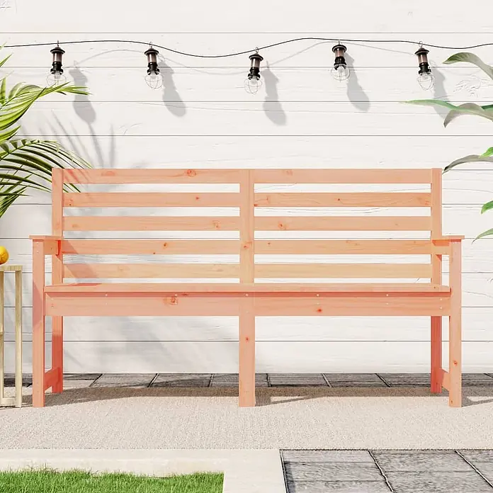 Furnicato Gartenbank Douglasien-Massivholz - B x T x H: 159,5 x 48 x 91,5 cm, Natürliches Douglasie - Helle Holz-Gartenbank mit Lattenrückenlehne und Sitzfläche, ideal für Terrasse oder Garten.