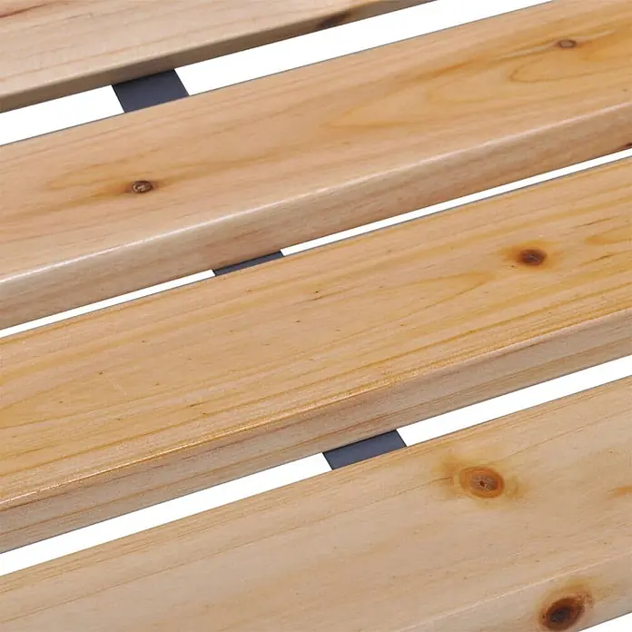Furnicato Gartenbank Tannen-Massivholz - B x T x H: 112 x 54,5 x 73 cm, Braun - Helle Holzlatten mit grauen Verbindern für eine robuste Matratzenauflage.