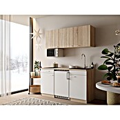 Respekta Miniküche Ingrid (Breite: 150 cm, Weiß, Mit Kochfeld + Kühlschrank + Mikrowelle) | BAUHAUS