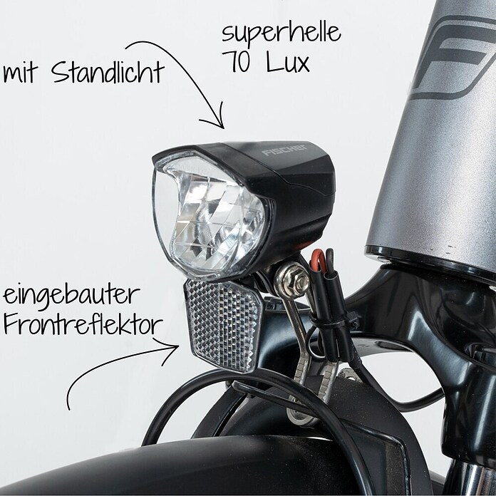 Fischer Dynamo-LED-Scheinwerfer (Lichtstärke: 70 Lux)