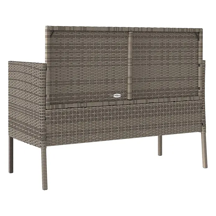 Furnicato Gartenbank - B x T x H: 113 x 61 x 87 cm, Grau - Graue Rattan-Gartenaufbewahrungsbank mit aufklappbarem Deckel und geflochtener Textur.