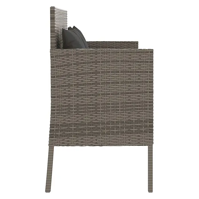 Furnicato Gartenbank - B x T x H: 113 x 61 x 87 cm, Grau - Graues Polyrattan-Gartensofa mit schwarzen Kissen.