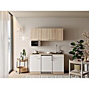 Respekta Miniküche Ingrid (Breite: 150 cm, Weiß, Mit Kochfeld + Kühlschrank + Mikrowelle) | BAUHAUS