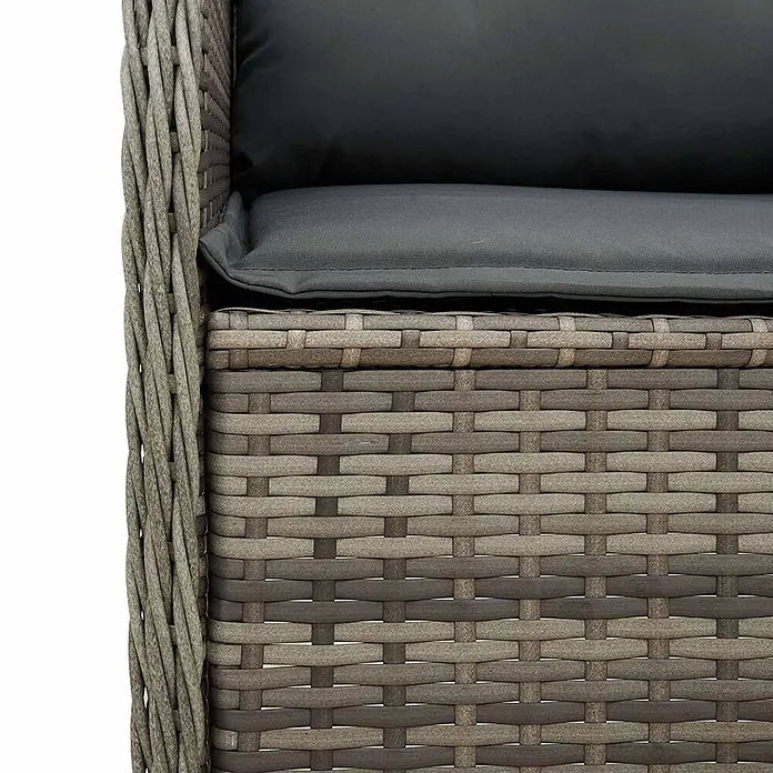 Furnicato Gartenbank - B x T x H: 108 x 67 x 95 cm, Grau - Nahaufnahme eines grau-braunen Polyrattan-Sessels mit dunkelgrauen Sitz- und Rückenkissen.