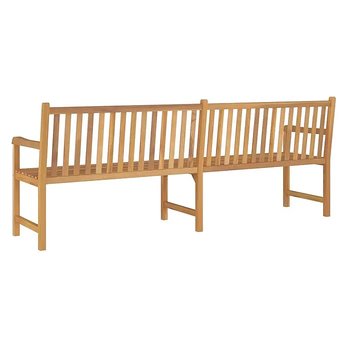 Furnicato Gartenbank Teak-Hartholz - B x T x H: 228 x 62,5 x 90 cm, Braun - Lange Gartenbank aus hellbraunen Holzlatten mit Armlehnen.