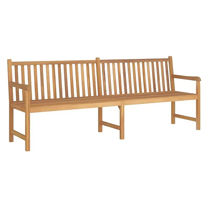 Furnicato Gartenbank Teak-Hartholz - B x T x H: 228 x 62,5 x 90 cm, Braun - Lange Gartenbank aus natürlichem Teakholz mit Lattenrückenlehne, Sitzfläche und Armlehnen.