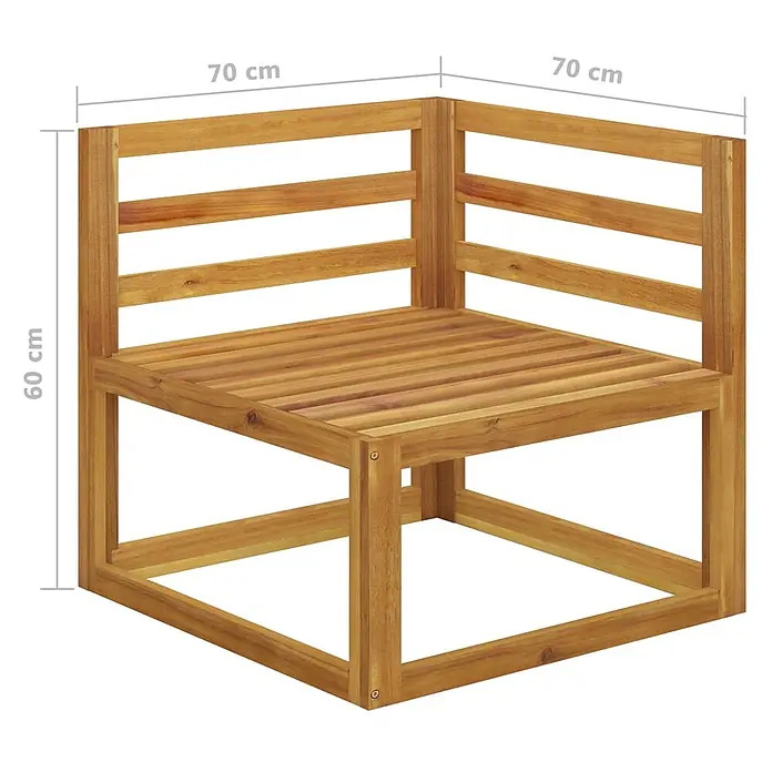 Furnicato Gartenbank - B x T x H: 68 x 70 x 60 cm, Dunkelgrau - Ecksofa-Element aus Akazienholz mit Lattenrost, naturfarben. Maße 70x70x60 cm.