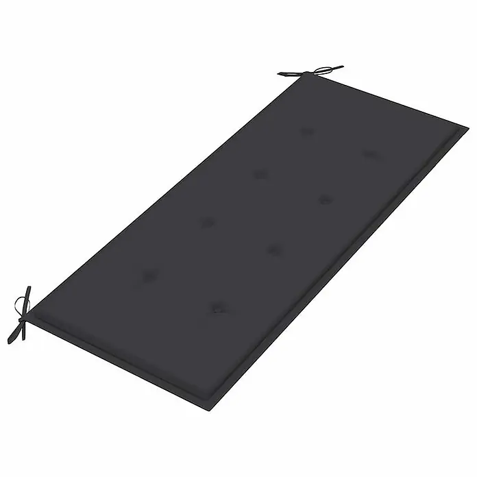 Furnicato Gartenbank Akazienholz geölt - B x T x H: 58 x 120 x 90 cm, Anthrazit - Dunkelgraues rechteckiges Outdoor-Kissen mit Steppung und Bindebändern.