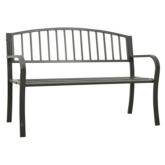 Furnicato Gartenbank pulverbeschichtet - B x T x H: 120 x 51 x 81 cm, Grau - Dunkelgraue Gartenbank aus Metall mit gewölbter Rückenlehne und Lattenrost.