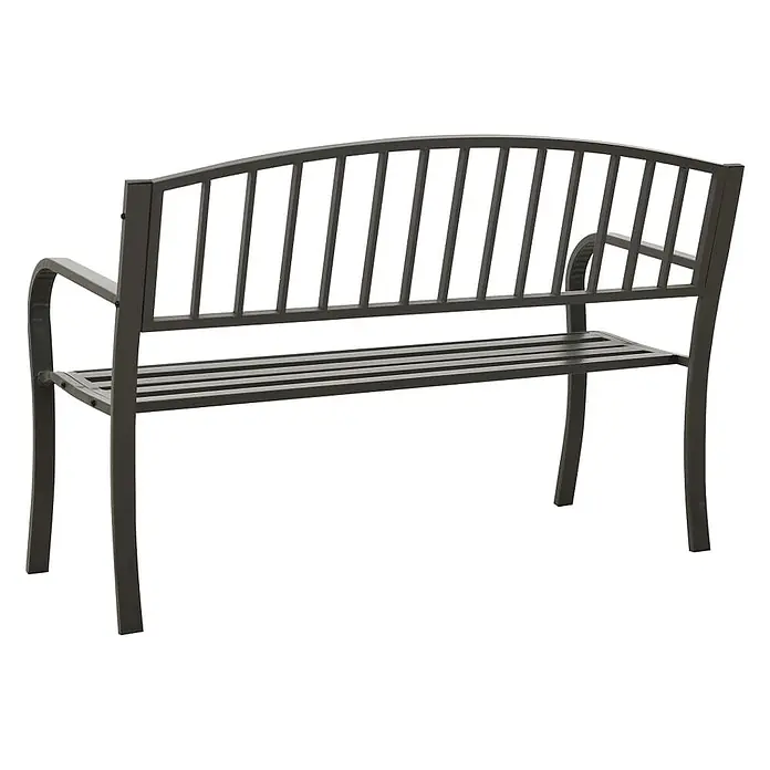 Furnicato Gartenbank pulverbeschichtet - B x T x H: 120 x 51 x 81 cm, Grau - Anthrazitfarbene Metallbank mit Lattenrostsitz und Rückenlehne, mit geschwungenem Design.