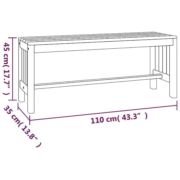 Furnicato Gartenbank - Braun - Hölzerne Gartenbank, 110 cm lang, 35 cm breit und 45 cm hoch.