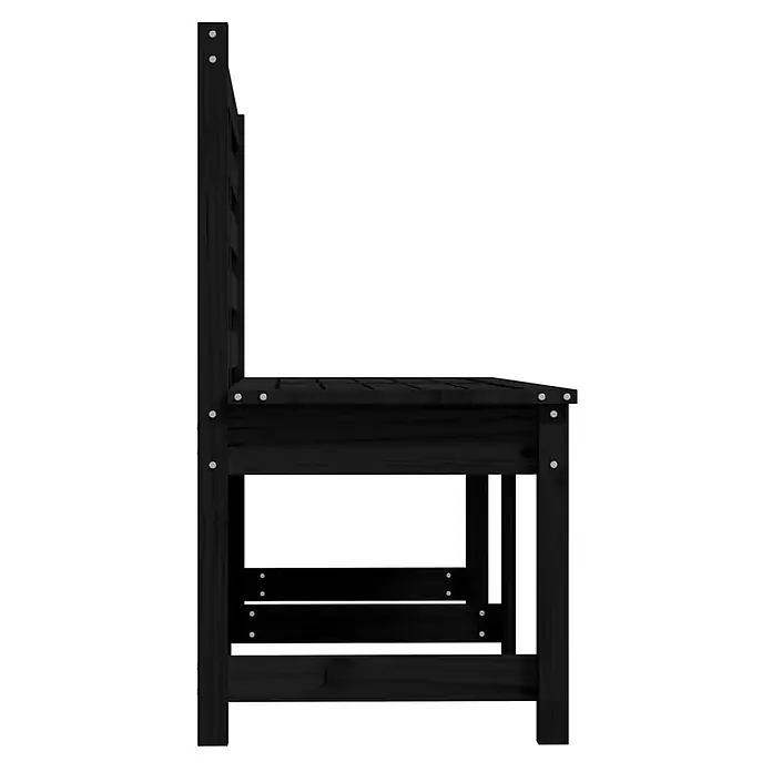 Furnicato Gartenbank Kiefer-Massivholz - B x T x H: 48 x 157,5 x 91,5 cm, Schwarze Kiefer - Schwarze Holzgartenbank, Seitenansicht.