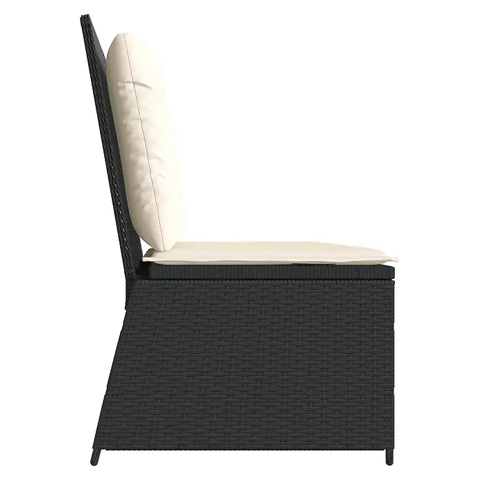 Furnicato Gartenbank Poly-Rattan - B x T x H: 108 x 110 x 95 cm, Schwarz und Cremeweiß - Schwarzer Rattan-Außen-Sitzabschnitt mit cremefarbenen Sitz- und Rückenkissen.