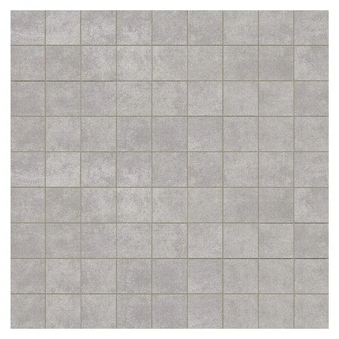 Ambiente by Palazzo Mosaikfliese - 30 x 30 cm, Grau, Matt - Das Bild zeigt ein quadratisches Raster aus grauen Betonpflastersteinen mit dezenten Fugenlinien für den Außenbereich, perfekt für Terrassen.