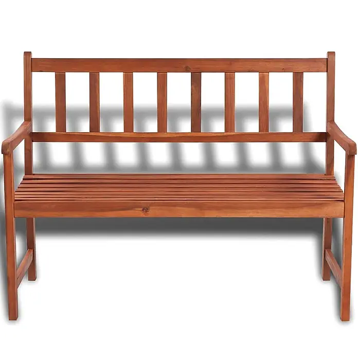 Furnicato Gartenbank Akazienholz geölt - B x T x H: 120 x 58 x 90 cm, Braun - Braune Holzgartenbank mit Lattenrostsitz und Rückenlehne.