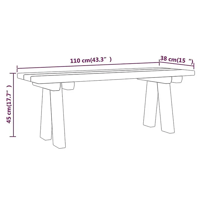 Furnicato Gartenbank Kiefernholz imprägniert - B x T x H: 110 x 38 x 45 cm, Braun - Eine Holzbank mit den Maßen: 110 cm Länge, 38 cm Breite und 45 cm Höhe.