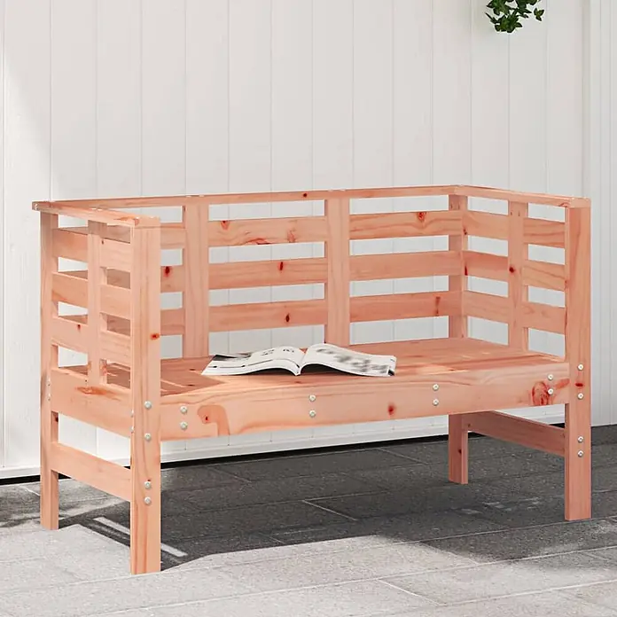 Furnicato Gartenbank Douglasien-Massivholz - B x T x H: 111,5 x 53 x 71 cm, Natürliches Douglasie - Hellbraune Gartenbank aus Kiefernholz mit Rücken- und Armlehnen für den Außenbereich.